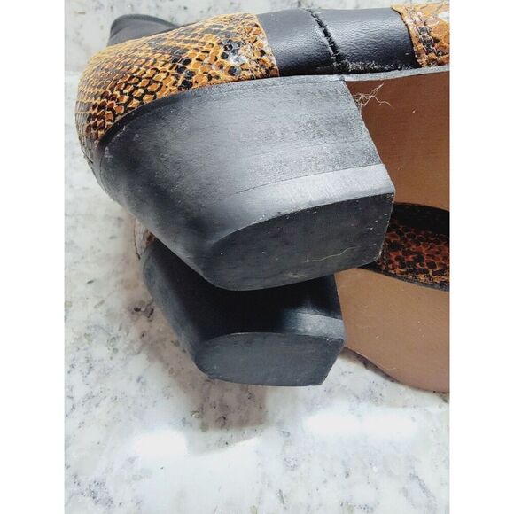 Code West 7 Vintage Women's Leather Brown Black Cowboy Boots Size 7M - Picture 9 of 11